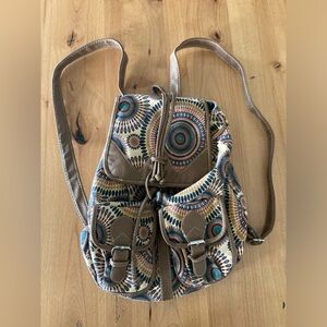 Mandala Brown Canvas Women’s Backpack